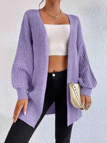 EURMUSE Casual Versatile Solid Color Dropped Shoulder Loose Cardigan,Cardigans For Women,Long Cardigans Woman,Petite Cardigans,Cardigans - Lilac Purple - View 6