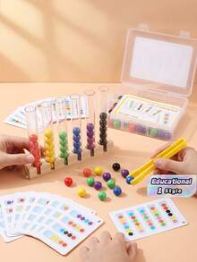 Kindergarten Test Tube Bead Clipping Toy For Children's Color Recognition, Hand Movement Training, Grasping, Early Education, And Brain Development. - Multicolor - View 2