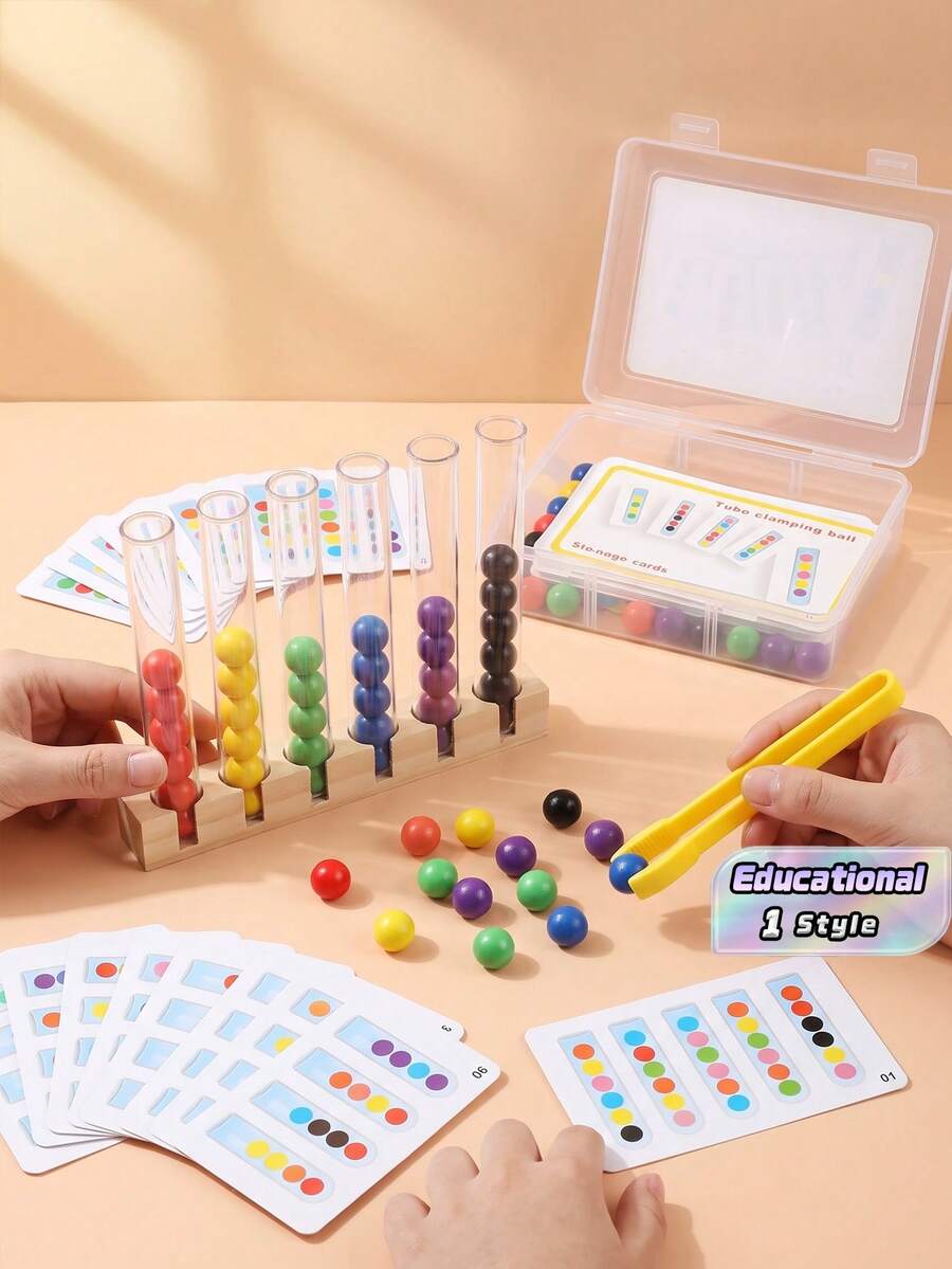 Kindergarten Test Tube Bead Clipping Toy For Children's Color Recognition, Hand Movement Training, Grasping, Early Education, And Brain Development.