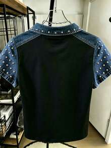 Resyla 女款外穿上衣 夏季新款 Polo 領綴珠 T-shirt 學生度假風 - 彩色 - 查看 2