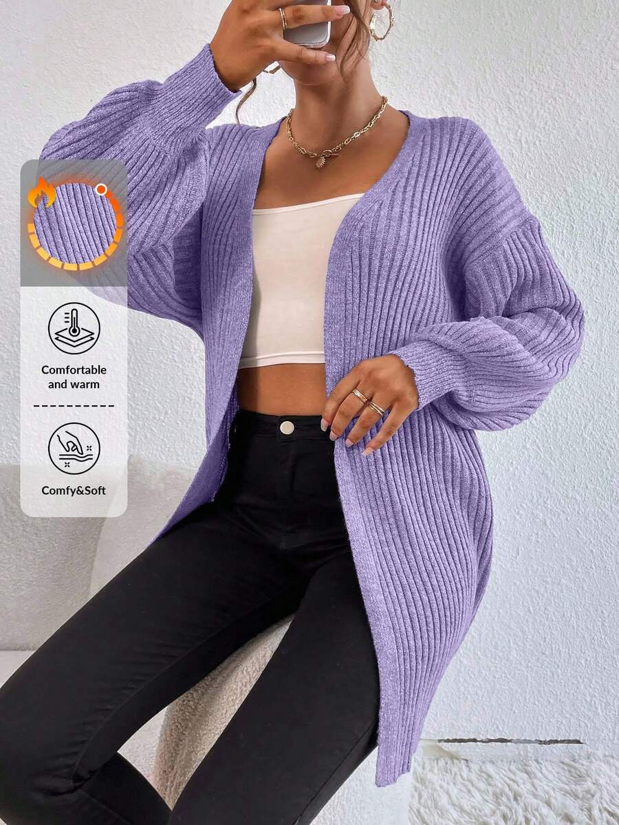 EURMUSE Casual Versatile Solid Color Dropped Shoulder Loose Cardigan,Cardigans For Women,Long Cardigans Woman,Petite Cardigans,Cardigans - Lilac Purple - View 1