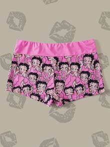 Betty Boop x SHEIN Women's Cartoon Print Casual Daily Hipster Panties - Pink - View 2