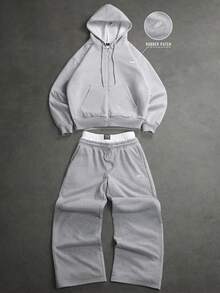 SLATEMANN Men's Solid Color Drawstring Zip-Up Hoodie And Sweatpants Casual Daily Set - Grey - View 4