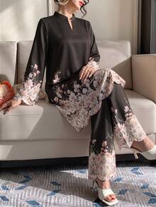 Modelyn 春夏女款V領刺繡時尚寬鬆兩件套 - 彩色 - 查看 9