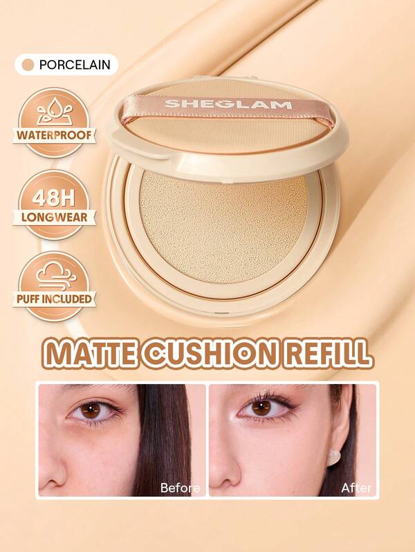 SHEGLAM Lock & Go كوشن فاونديشن طويل الأمد (عبوة إعادة التعبئة)-Porcelain