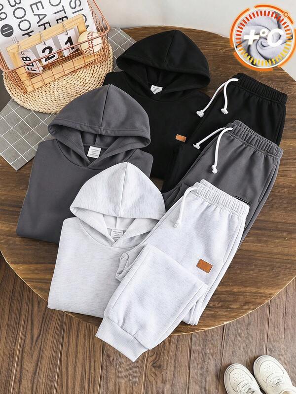 SHEIN Kids 3pcs Tween Boy Casual Letter Printed Sweatpants Set Chic For Jogging Pants Joggers Sweatpants Sweatpants Pack