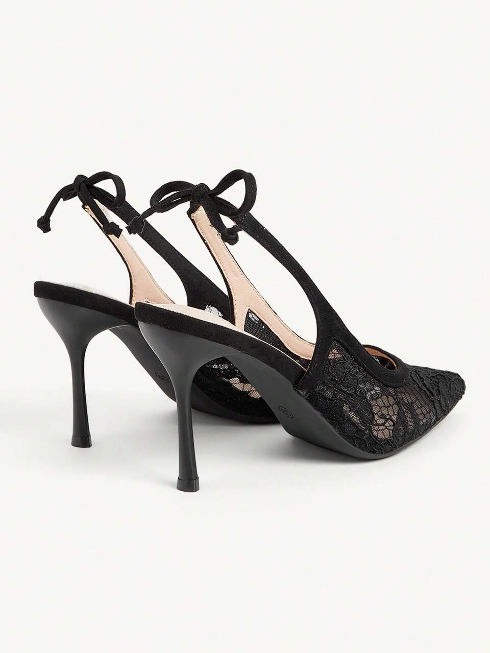 CUCCOO CHICEST Women's Lace Mesh Stitching Back Strap Bow Pointed Toe Thin Heel High Heel Elegant Low Vamp Shoes Commuting Dating Banquet Fall Shoes