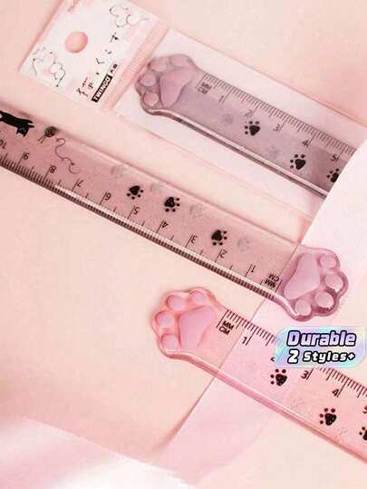 Transparante kattenpootliniaal, schattige esthetische kantoorartikelen voor kantoor & thuis, uniek meetinstrument voor notitieboeken, journaling, DIY-knutselwerk, kawaii bureautoebehoren, leuk cadeau voor meisjes, vrouwen, liefhebbers van kantoorartikelen