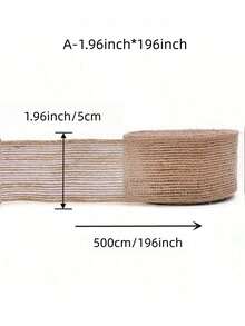 5M X 5cm 天然黄麻粗麻布丝带卷带有线边缘 - 优质质朴 DIY 工艺丝带，适用于礼品包装、婚礼装饰、秋季花环、圣诞工艺品、复活节蝴蝶结和季节性家居装饰（196 英寸） - 黃麻色 - 查看 7
