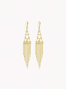 Opalesca Fashion Triangular Fringed Ladies Ear Hanging - Gold - View 9