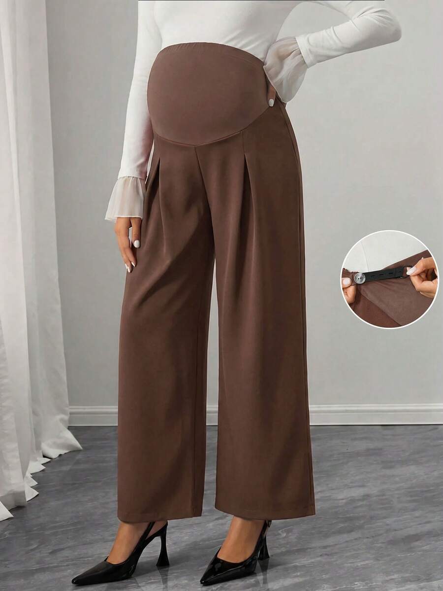 Momance Maternity Fashion Versatile Commuter Pants - Coffee Brown - View 1