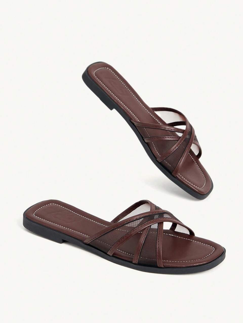 CUCCOO CHICEST Simple Cross-Strap Slippers Women's Outerwear Flat-Bottomed Soft-Soled Commuter Versatile Women's Shoes