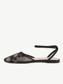 CUCCOO CHICEST Women's Mesh Embroidered Flat-Soled Shoes Fall Shoes - Black - View 5