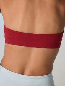 Aralina Leisurewear Active Women'sHalter Neck Gym Workout Cropped Top - Red - View 4