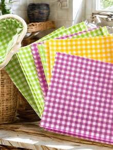 100pcs Oil-Proof Baking Paper Suitable For Cake, Sandwich, Picnic With 5 Different Style; Grid Wrapping Paper For Fast Food, Basket Liner - Multicolor - View 3
