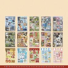 30張鏤空貼紙書 Mirror Tides，復古風學生日誌裝飾貼紙，DIY趣味裝飾，適合學生日記貼紙配件 - 多色 - 查看 18