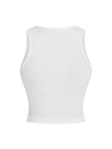 ROMWE Grunge Punk Y2K Punk Metal Cross Decor Fitted Cropped Women Tank Top - White - View 7
