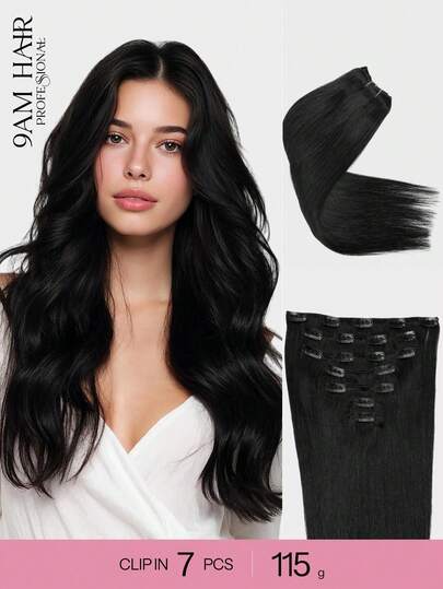 #1 Jet Black Clip In Hair Extensions Real Human Hair, 7Pcs 115g Full Head Remy Human Hair Extensions Clip Ins For Women, Natural Human Hair,100% Real Human Hair ,Straight Hair Human Extensions,S1 Human Extensions,Festive Glam Beauty