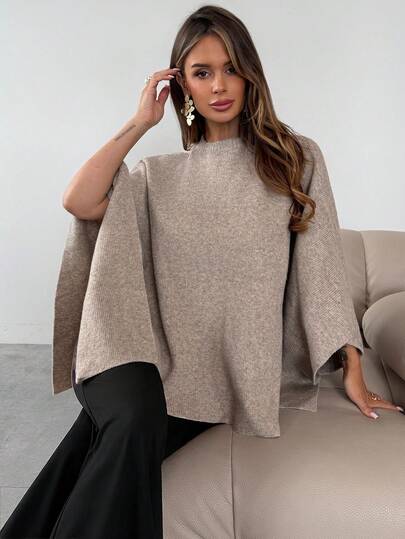 Firerie Women's Autumn/Winter New Shawl Cape Sweater, Khaki Color, Loose Fit, Versatile, Elegant, Suitable For Commuting, Daily Wear, Casual, Outings, Warm Home Wear