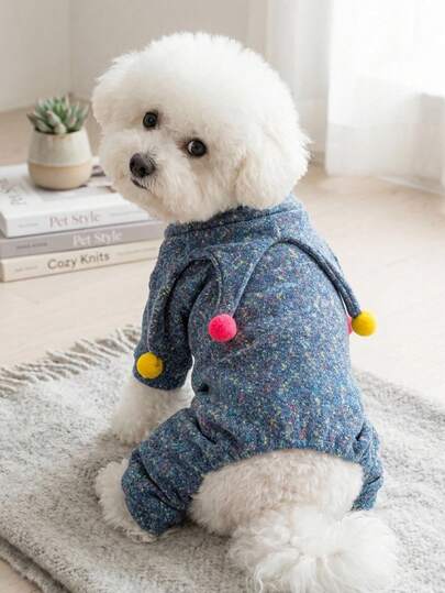 PETSIN 1 Piece Of Colorful Clown Four Legged Pet Jumpsuit, Colorful Ball Pointed Collar Dog Costume, Small Cat And Dog Halloween Carnival Daily Outfit, Suitable For Home, Halloween Cosplay, Birthday Party Shooting