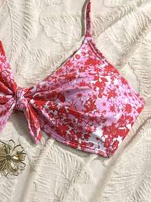 Swim Vcay 女款夏季海灘花卉印花前繫結掛脖比基尼套裝 - 彩色 - 查看 5