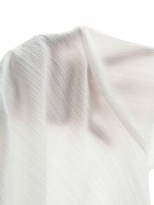 SHEIN 兒童青少年男孩純色圓領短袖鈕扣上衣與鬆緊腰短褲兩件套，適合學校日常休閒外出，白色 - 彩色 - 查看 3