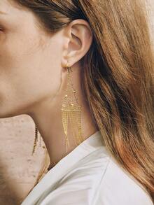 Opalesca Fashion Triangular Fringed Ladies Ear Hanging - Gold - View 7