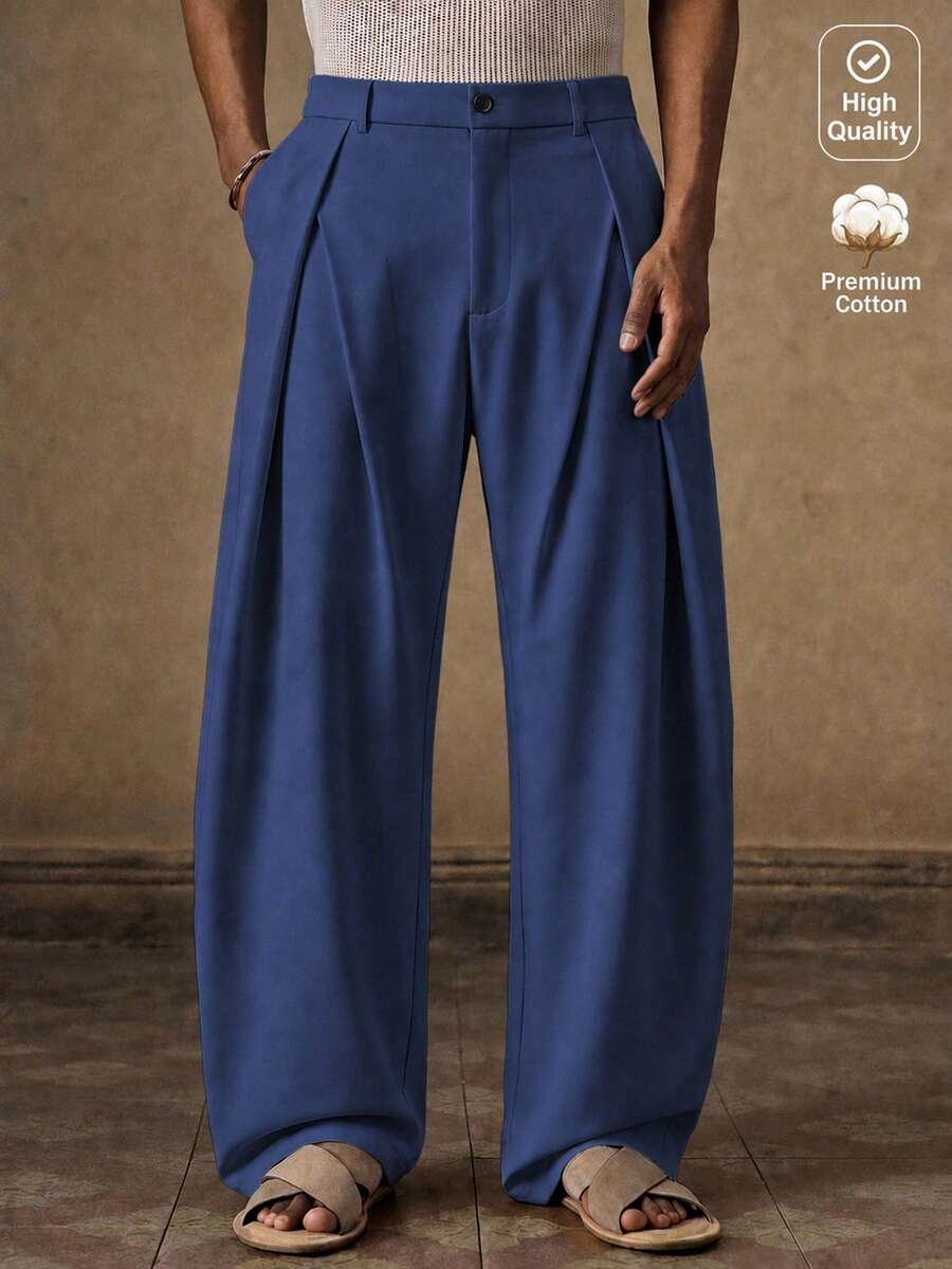 AKNOTIC Celana Kasual Serbaguna Pria untuk Perjalanan Sehari-hari, Warna Polos - Navy Blue - View 1