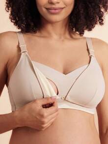 SHEIN Maternity Solid Nursing Bra For Mother - Apricot - View 1