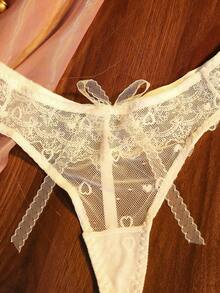 Divavoom 1 buah Celana Dalam Thong Renda Modis untuk Wanita - Putih - View 4