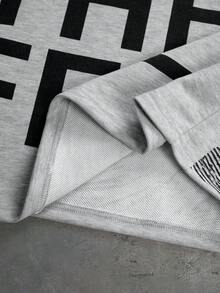 PAVTROS Men's Slogan Print Long Sleeve Casual Hoodie - Grey - View 4