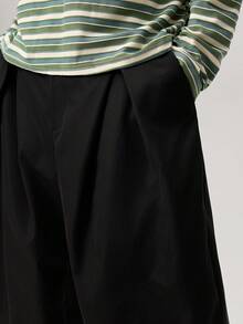 Vaulklash Men's Woven Fashionable Casual Loose Solid Color Pants, Fall - Black - View 9