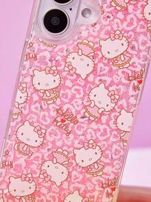 HELLO KITTY AND FRIENDS | Joivida 1個粉色亮片透明手機殼，可愛卡通滿版印花，防震TPU保護套，防指紋時尚保護，適合日常使用，相容於系列 - 彩色 - 查看 4