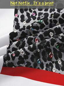 Franclia Setelan 2 Potong Motif Leopard Berlian untuk Wanita, Atasan Leopard Leher Bulat dan Celana Pendek Pinggang Tinggi untuk Liburan Kasual Musim Panas, Setelan Pakaian Minimalis Model A-Line - MultiWarna - View 6