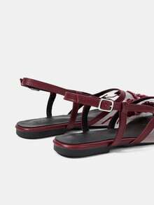 CUCCOO HITCHD Ladies, Willow Nails, Buckles, Flat Shoes. - Burgundy - View 5