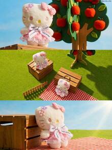 HELLO KITTY AND FRIENDS | POKOJA LAND 1個粉色花朵絨毛娃娃洋裝貓咪吊飾，柔軟布料，可愛適合手提包、包包、鑰匙圈吊飾、居家裝飾、婚禮、派對投擲娃娃，送給朋友與家人的最佳禮物，送給她的完美禮物 - 彩色 - 查看 2