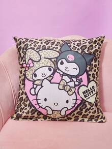 HELLO KITTY AND FRIENDS | Joivida 1個豹紋絨毛枕套，柔軟且可機洗，45x45cm正方形，拉鍊開口（不含填充物）。為您的沙發、床、客廳、宿舍打造大膽可愛的裝飾單品，或作為獨特的情人節禮物 - 1PC - 查看 3