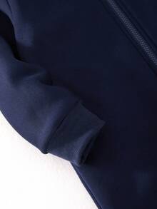 SHEIN 男童連帽連身衣，藍色，冬季休閒時尚套裝，適合室內、戶外、滑雪、運動、派對、攝影、萬聖節 - 藍色 - 查看 6