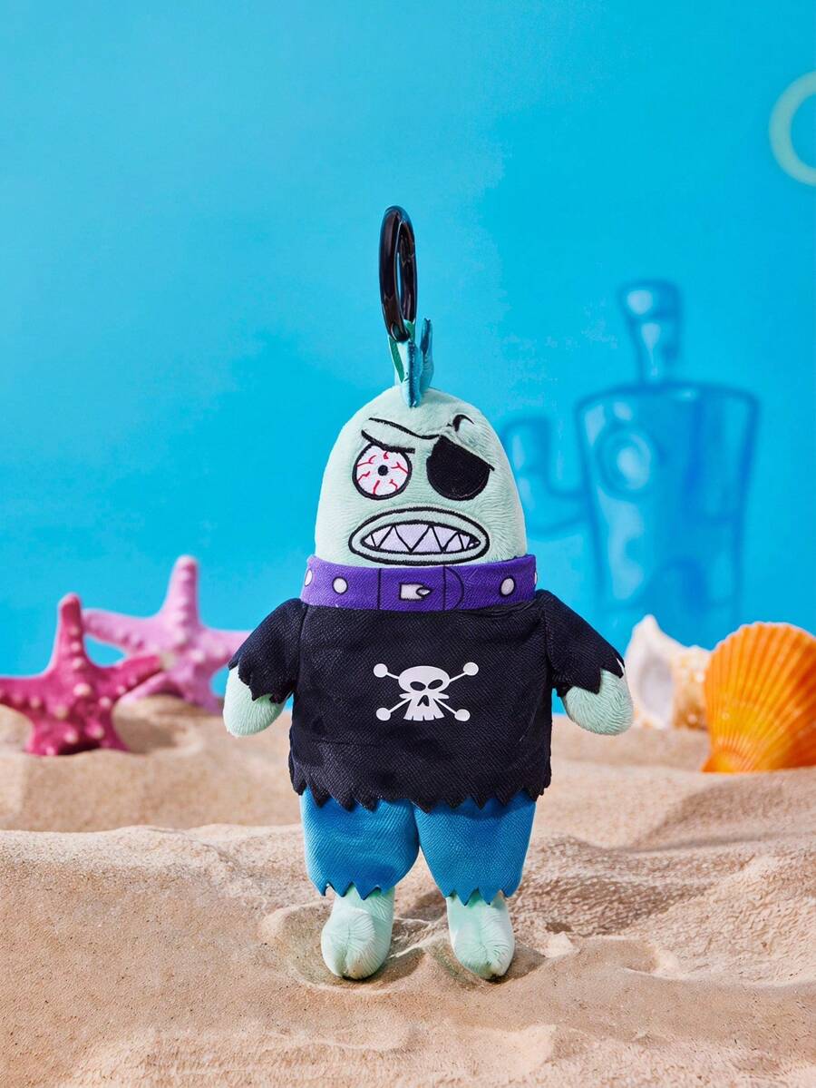 SpongeBob SquarePants | POKOJA LAND 1pc X POKOJA LAND 3D Plush Keychain, Pirate Fish Shape, Funny & Adventurous Design, Can Be Hung On Bags, Keys, Schoolbags, A Fun Gift For Birthday Or Anniversary - Green - View 1