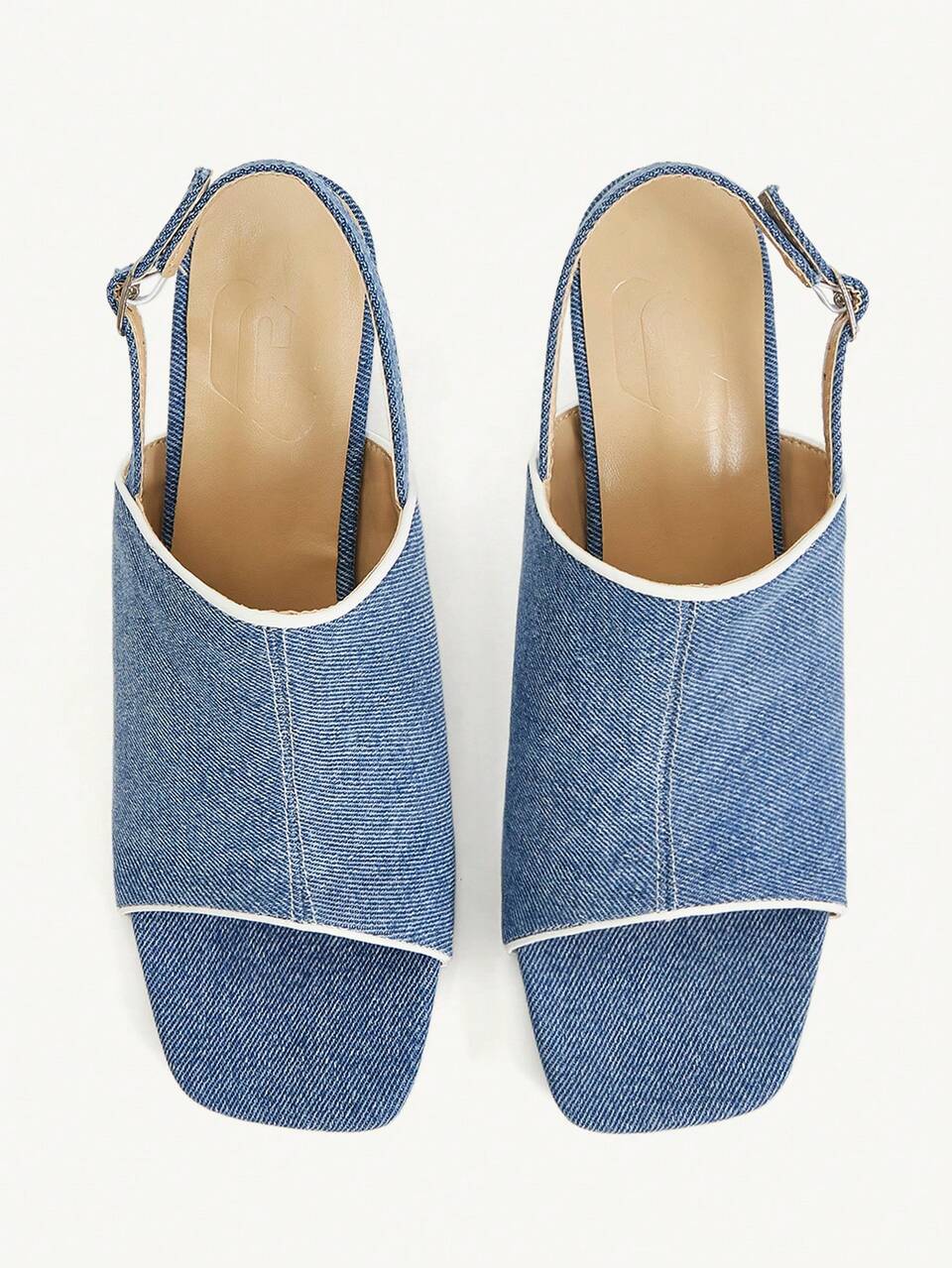 CUCCOO CHICEST Women's Shoes Solid Color Square Wedge Heel Casual Commute Blue Fabric Women's Wedge Heel Platform Sandals Dating Afternoon Tea
