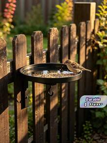 Metal Wall-Mounted Bird Feeder With Hook, Outdoor Garden Yard Decor, Easy Installation - A - View 1