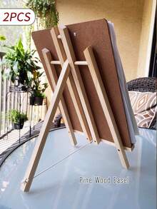 1pc/2Pcs Smooth Solid Wood Trapezoidal Display Stand, Foldable Portable Tabletop Easel Holder For Painting Chalkboard Desktop Decor - Multicolor - View 14