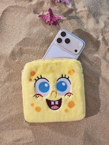 SpongeBob SquarePants | POKOJA LAND 1個卡通收納袋，零錢包與休閒包二合一，柔軟手提包，適合旅行、日常使用，適合青少年、女性與男性，生日、週年紀念或開學的可愛禮物點子 - 彩色 - 查看 2