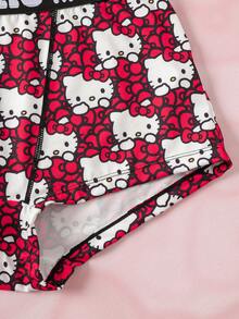 HELLO KITTY AND FRIENDS | SHEIN Women's Letter Waistband Cartoon Print Boxer Briefs - Red - View 6