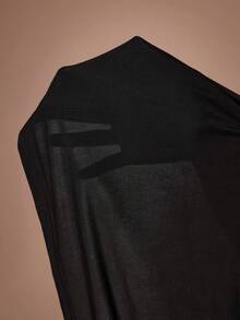Lazeform Conjunto de Pijama Casual Plus Size Feminino com Calça Pantalona, Manga Curta, Decote Quadrado, Gola Contrastante, Tecido de Malha com Elasticidade Média, Toque Macio, Drapeado e Listras Pretas e Brancas - Preto - Visão 7