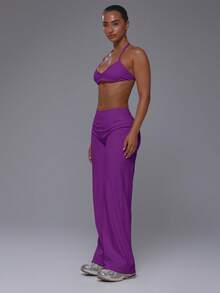 Musera Sport Active Scoop Sports Bra With High Rise Loose Fit Trousers Sold As Set - Purple - View 3