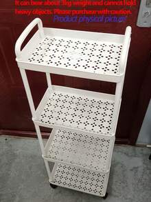 Carrito de almacenamiento multifuncional con ruedas giratorias - Un dispositivo de almacenamiento multifuncional adecuado para cocinas, salas de estar y dormitorios - Puede almacenar artículos de papelería, bocadillos, artículos pequeños, etc. - Estructura de plástico resistente, carrito multifuncional, estantes verticales - Multicolor - Ver 14