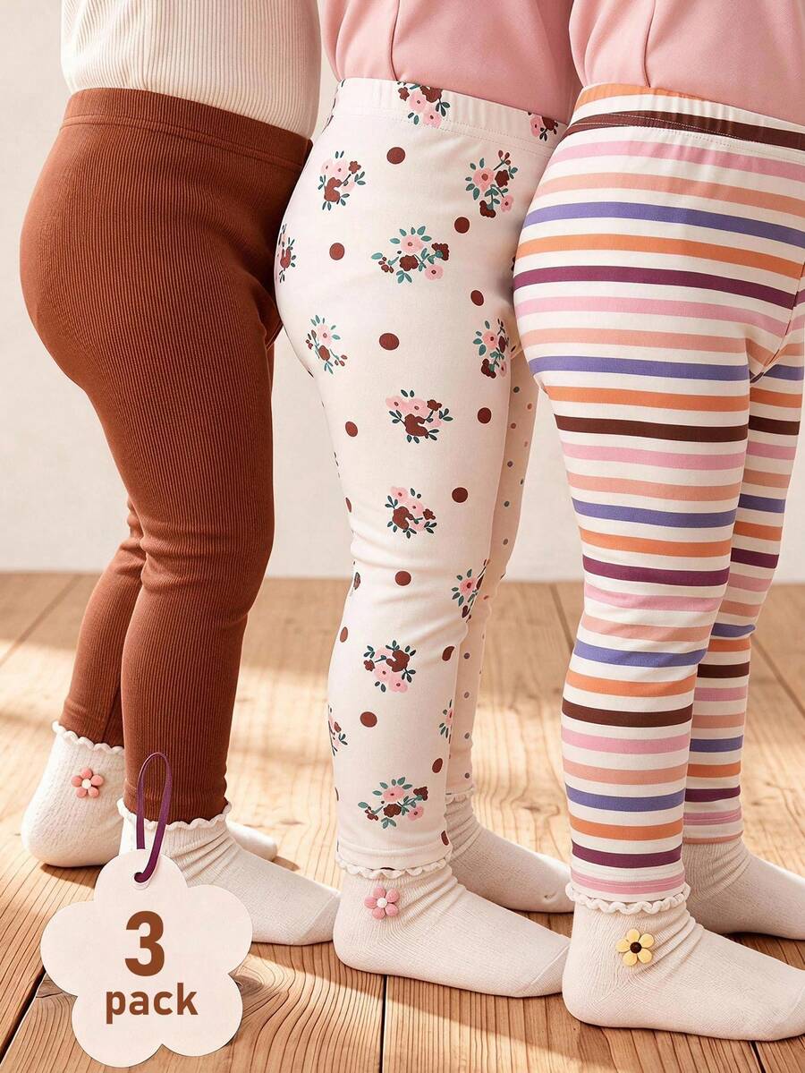 SHEIN 女童休閒百搭內搭褲 3件套 - 彩色 - 查看 1
