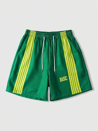 Street Life Men's Casual Colorblock Striped Shorts