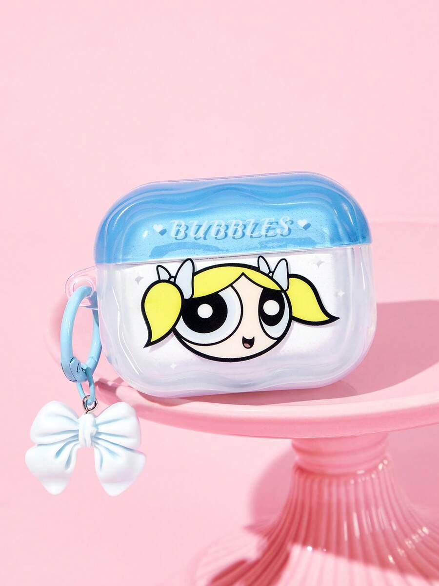 THE POWERPUFF GIRLS X SHEIN 卡通圖案防摔保護藍牙耳機保護殼附吊飾,適用於 iPod - 彩色 - 查看 1